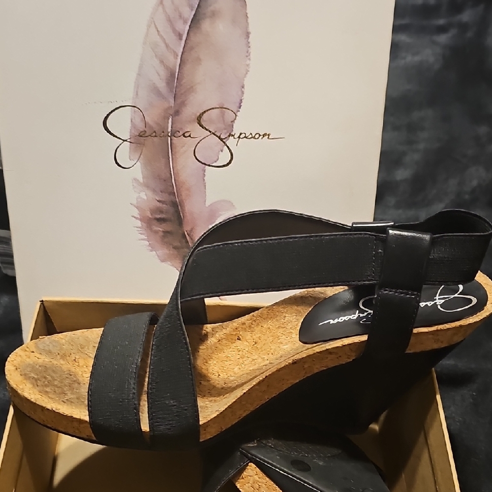 Jessica Simpson Black Strappy Wedges